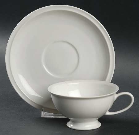 Winifred White Footed Cup & Saucer Set