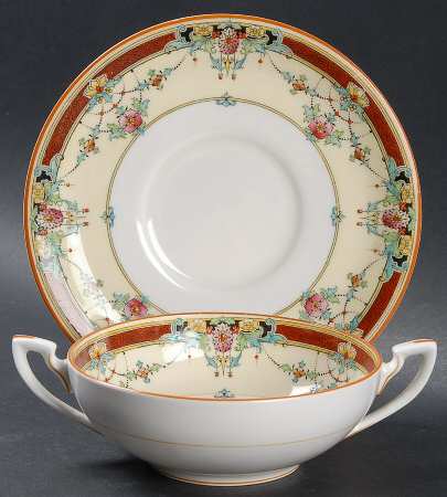 Daytona Red Flat Cream Soup Bowl & Saucer Set