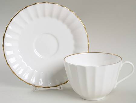 Warmstry Gold Edge Flat Cup & Saucer Set