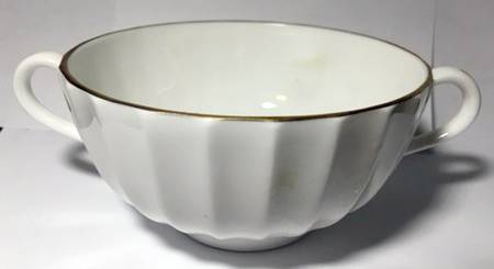 Warmstry Gold Edge Footed Cream Soup Bowl