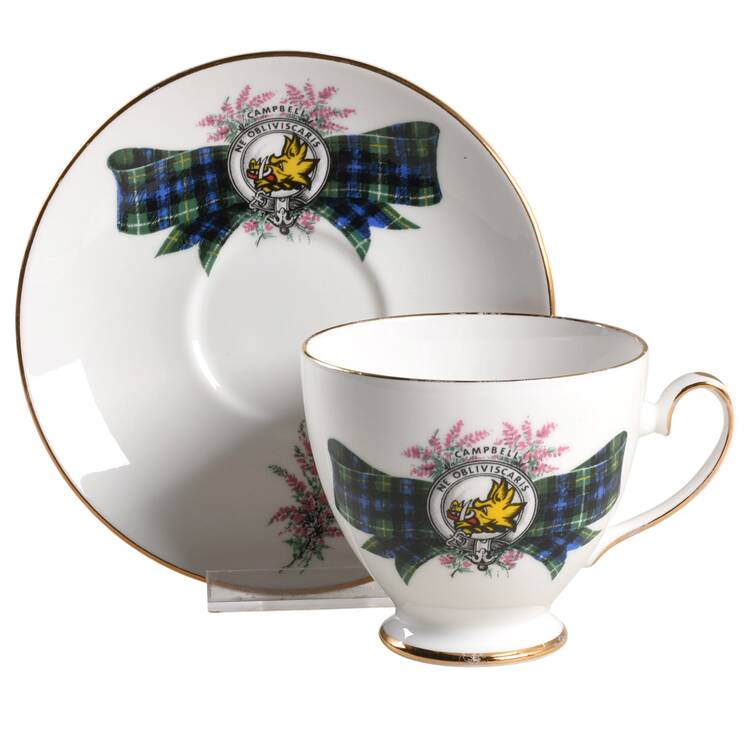 Coat of Arms (Smooth) Footed Cup & Saucer Set