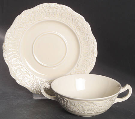Renaissance Footed Cream Soup Bowl & Saucer Set