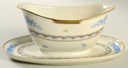 3457 (Flowers) Gravy Boat with Attached Underplate