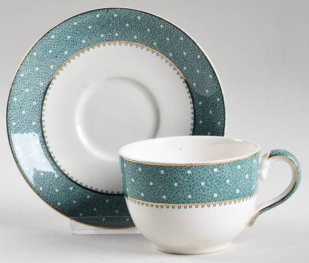 Conway Green Flat Cup & Saucer Set