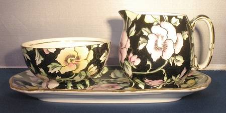 May Festival Black Creamer & Open Sugar with Tray