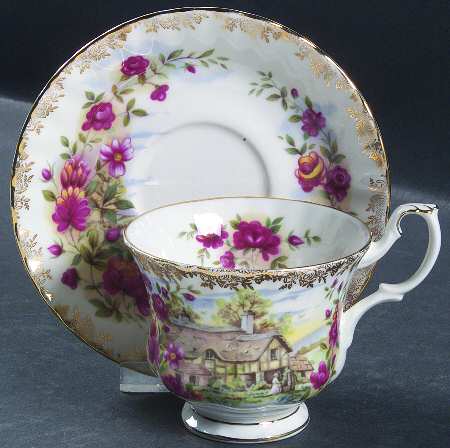Four Seasons Footed Cup & Saucer Set