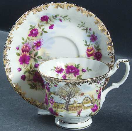 Four Seasons Footed Cup & Saucer Set