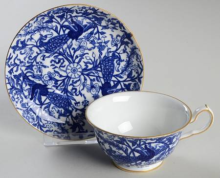 Derby Peacock Blue Footed Cup & Saucer Set