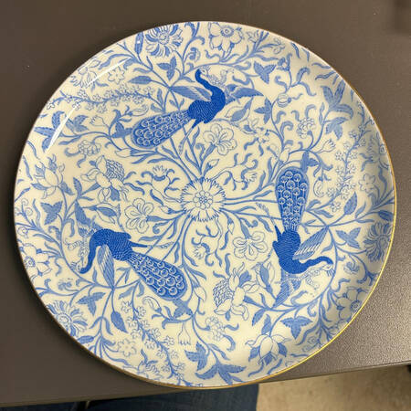Derby Peacock Blue Coupe Luncheon Plate