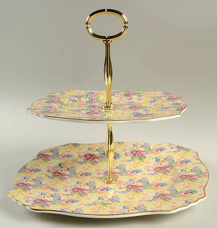 Welbeck (Earthenware, Intro 1995) 2 Tiered Serving Tray (Dinner & Salad Plate)