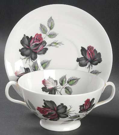 Masquerade Footed Cream Soup Bowl & Saucer Set