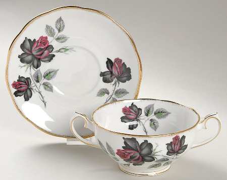 Masquerade Footed Cream Soup Bowl & Saucer Set
