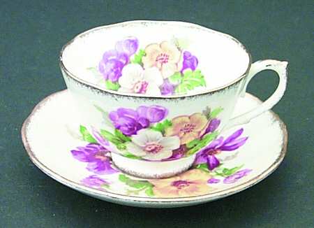 Summer Beauty (Gold Brushed Edge) Footed Demitasse Cup & Saucer Set