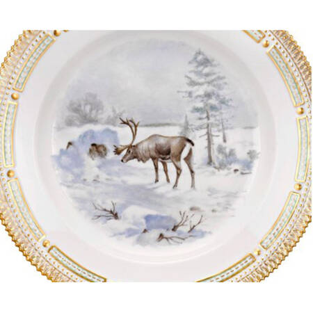 Flora Danica Game Series (Animals) Dinner Plate-Rangifer tarandus (Reindeer)
