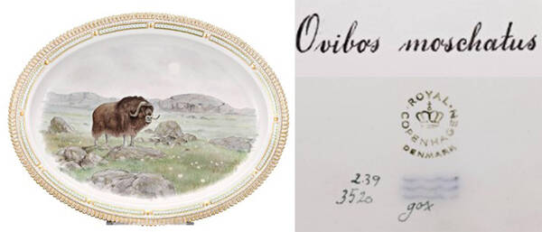 Flora Danica Game Series (Animals) 18" Oval Serving Platter-Ovibos moschatus