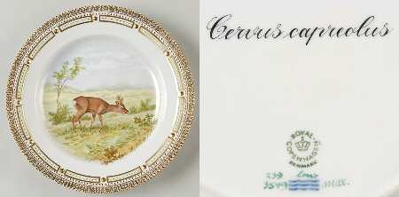 Flora Danica Game Series (Animals) Dinner Plate-Cervus Capreolus/Roe Deer