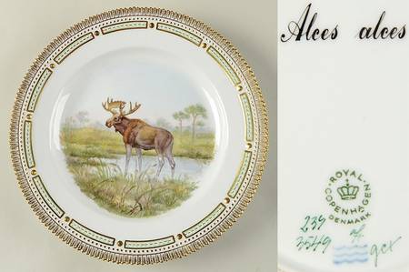 Flora Danica Game Series (Animals) Dinner Plate-Alces Alces/Moose