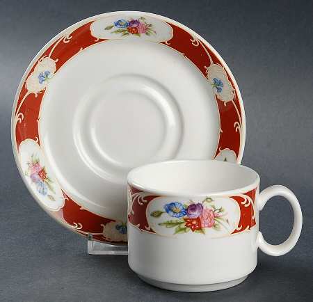 Vermilion Flat Cup & Saucer Set