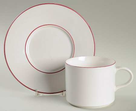 Concentrics Burgundy Flat Cup & Saucer Set
