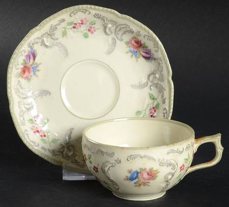 3319 (Green Trim) Flat Demitasse Cup & Saucer Set