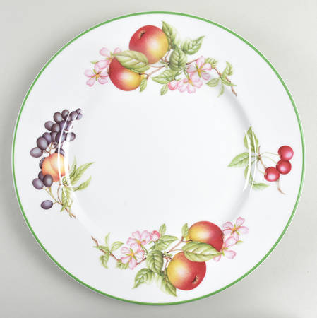 Country Lane (Brushed Green Trim) 12" Chop Plate (Round Platter)