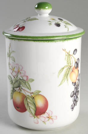 Country Lane (Brushed Green Trim) Large Canister & Lid