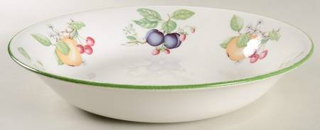 Country Lane (Brushed Green Trim) 13" Pasta Serving Bowl