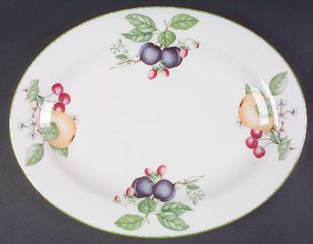 Country Lane (Brushed Green Trim) 13" Oval Serving Platter