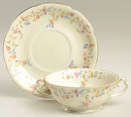 8754 Footed Cream Soup Bowl & Saucer Set