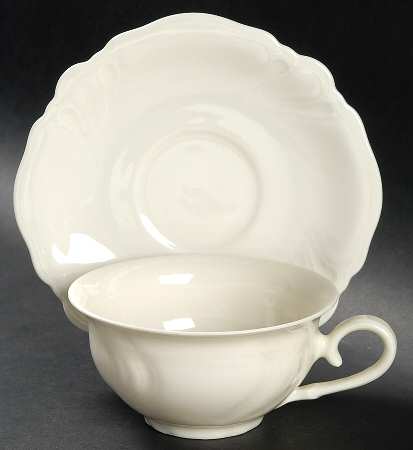 Viktoria Cream Flat Cup & Saucer Set