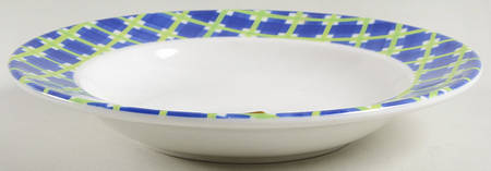Trellis Blue Large Rim Soup Bowl