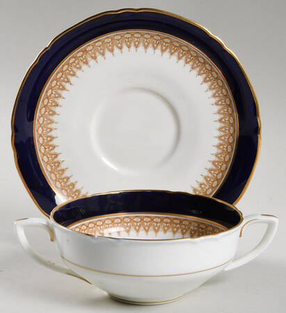 Admiration Blue Flat Cream Soup Bowl & Saucer Set