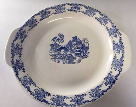 RYL92 Blue Handled Cake Plate