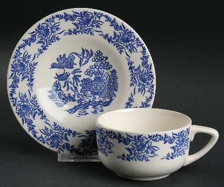RYL92 Blue Flat Cup & Saucer Set