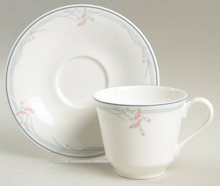Carnation (Hotelware) Flat Cup & Saucer Set