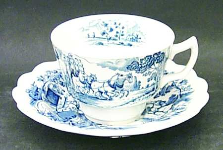 Coaching Days Blue Flat Cup & Saucer Set