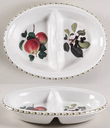 Hooker's Fruit (Bone, Not Made in England) Oval Divided Vegetable Bowl