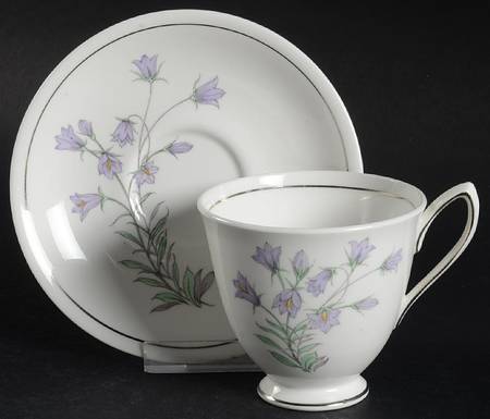 Blue Bell of Scotland Footed Demitasse Cup & Saucer Set
