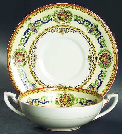 Empire Mustard Flat Cream Soup Bowl & Saucer Set