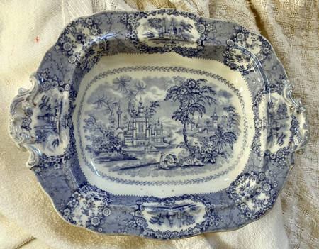 Oriental (Transferware, Blue) Rectangular Vegetable Bowl No Lid