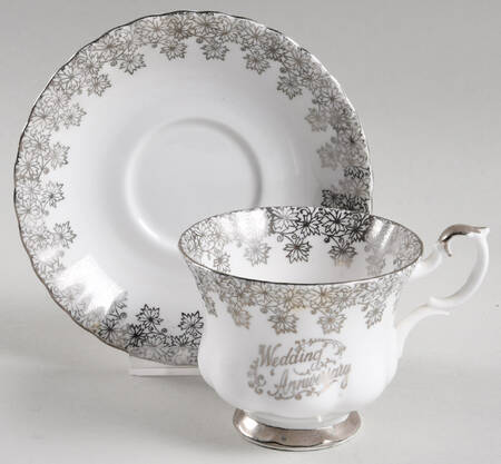Anniversary Platinum Footed Cup & Saucer Set