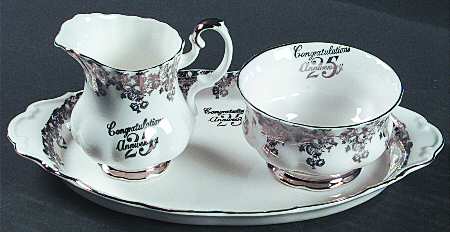 Anniversary Platinum Mini Creamer & Open Sugar with Tray