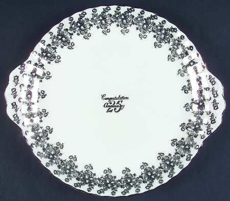 Anniversary Platinum Handled Cake Plate