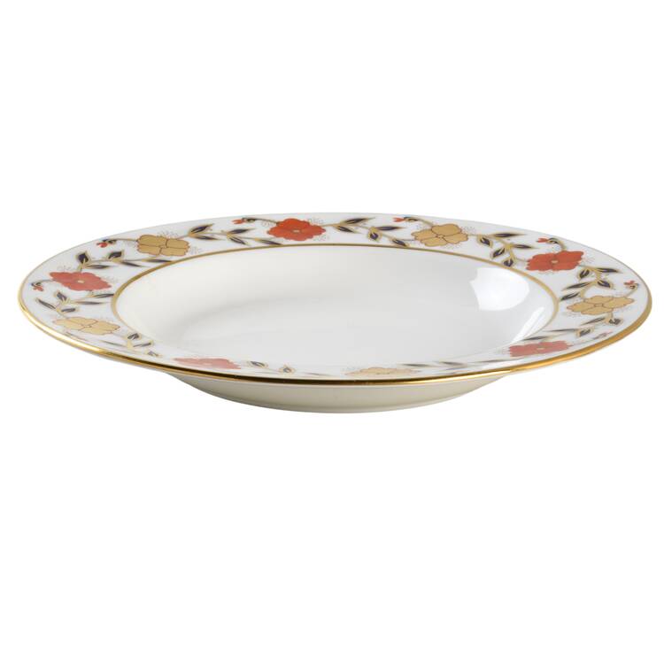 Asian Rose Large Rim Soup Bowl by Royal Crown Derby