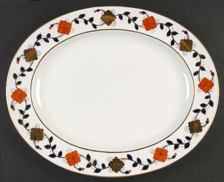 Asian Rose 15" Oval Serving Platter
