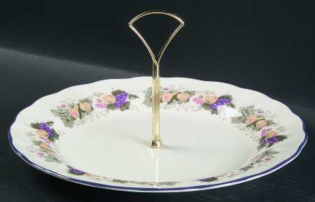 Ravenna (Purple Trim) Round Serving Plate with Handle (DP) by Royal Doulton