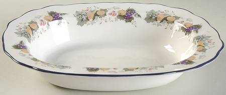 Ravenna (Purple Trim) 10" Oval Vegetable Bowl