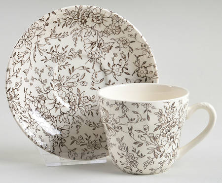 Rosemarie Brown Flat Cup & Saucer Set