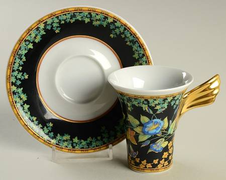 Gold Ivy Flat Demitasse Cup & Saucer Set