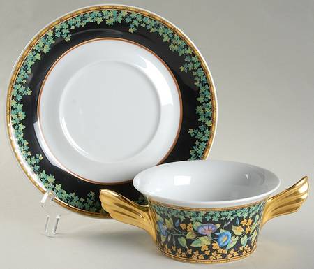 Gold Ivy Flat Cream Soup Bowl & Saucer Set